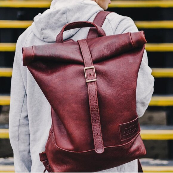 Portland Leather Roll Top Backpack Nutmeg! - Picture 3 of 8